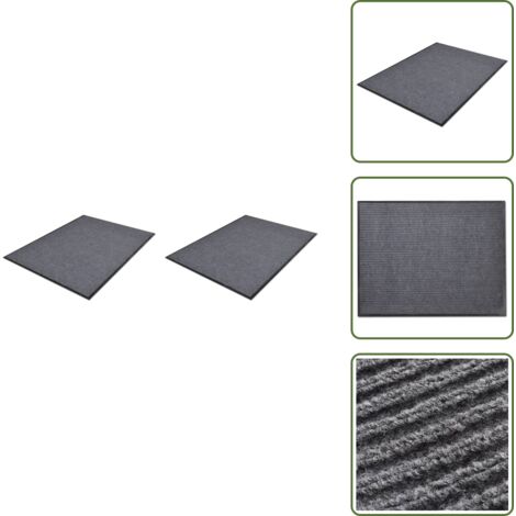 The Living Store Zerbini in PVC 2 pz Grigio 90x60 cm - Zerbino in PVC