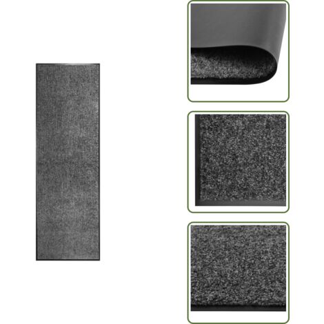 The Living Store Zerbino Lavabile Antracite 60x180 cm - Zerbino lavabile