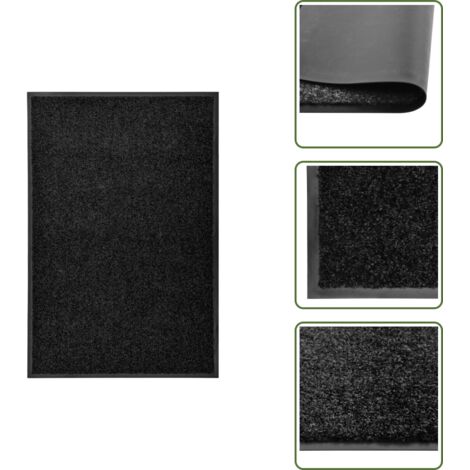 The Living Store Zerbino Lavabile Nero 60x90 cm - Tappetino lavabile