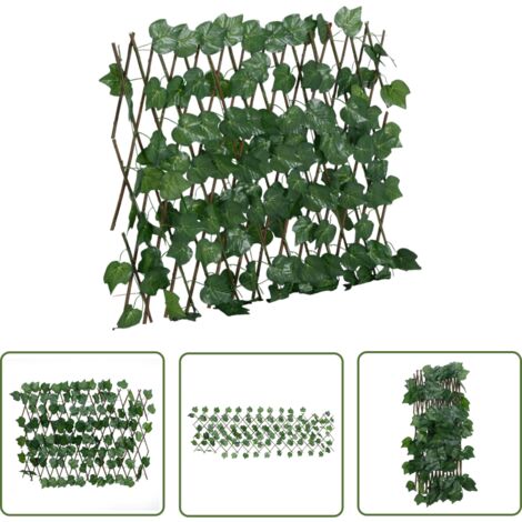 The Living Store Treillis de feuille de vigne artificiel extensible 190x60 cm - Clôture Fleurie - Trellis Végétal - Écran De Verdure - Intimité Jardin - Protection Solaire