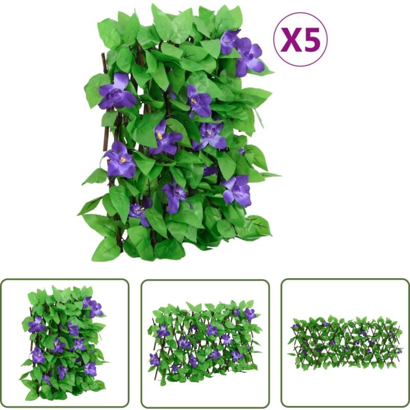 Treillis de lierre artificiel extensible 5 pcs vert 180x20 cm - Clôture Artificielle - Trellis De Lierre - Écran De Lierre - Intimité Jardin