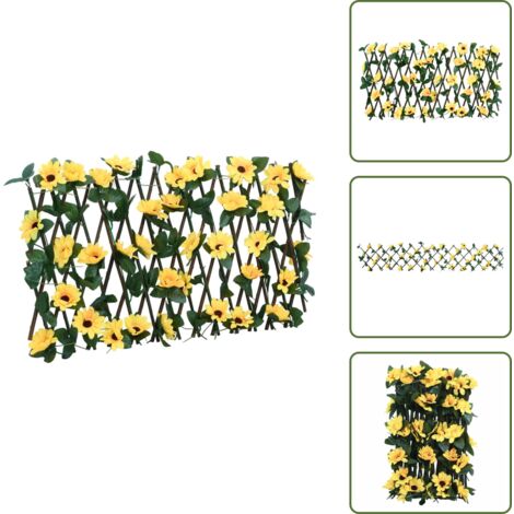 The Living Store Treillis de lierre artificiel extensible jaune 180x20 cm - Clôture Artificielle - Trellis De Lierre - Écran De Confidentialité - Décoration Jardin - Intimité Jardin