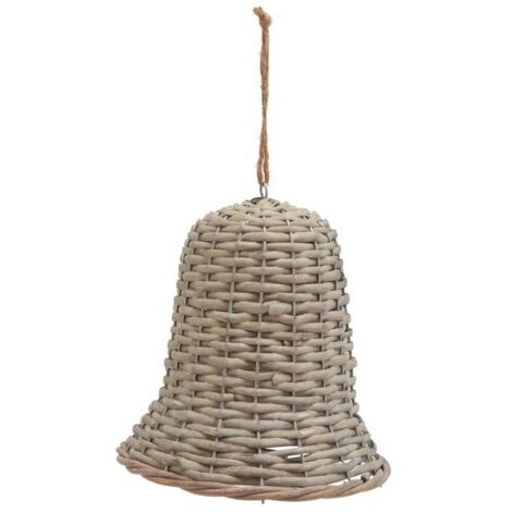 The Noel Collection Extra Large Bell Decoration - Wicker - L12 x W12 x H20 cm - Brown