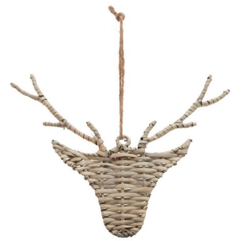 The Noel Collection Hanging Reindeer - Wicker - L12 x W19 x H14 cm - Brown