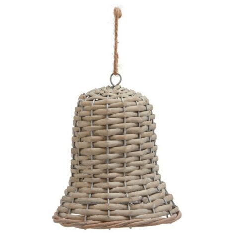 The Noel Collection Large Bell Decoration - Wicker - L8 x W8 x H15 cm - Brown