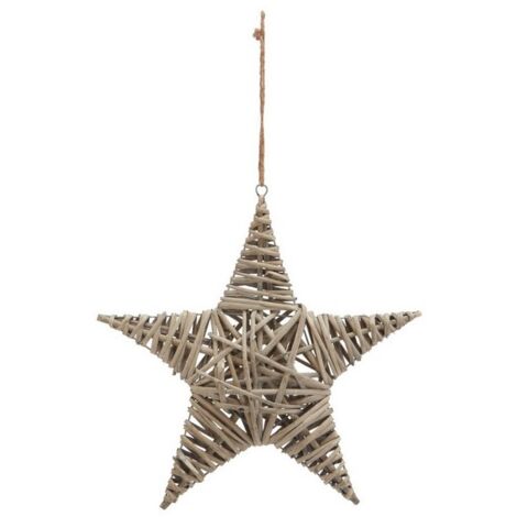 The Noel Collection Large Star Decoration - Wicker - L5 x W42 x H42 cm - Brown