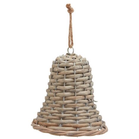 The Noel Collection Medium Bell Decoration - Wicker - L7 x W7 x H12 cm - Brown