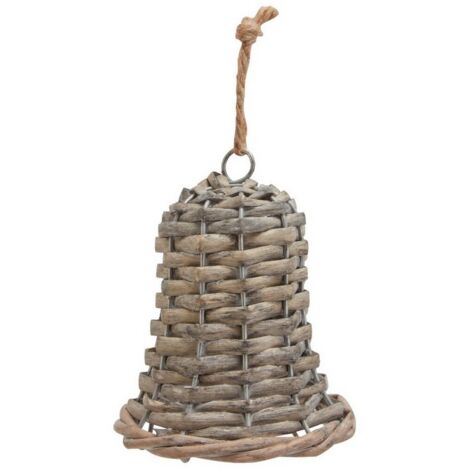 The Noel Collection Small Bell Decoration - Wicker - L6 x W6 x H8 cm - Brown