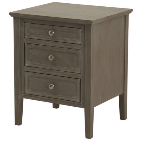 The Serene Collection Three Drawer Bedside Table - Wood - L43 x W48 x H59 cm - Grey