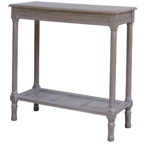 The Serene Rattan Collection Console Table - Wood - L35 x W80 x H80 cm - Grey