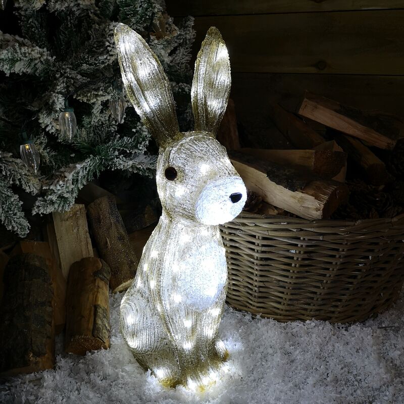 The Snowman 54cm Acrylic Christmas Hare / Rabbit Figure 80 LEDs