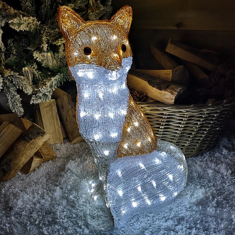 The Snowman & Snowdog 2018 54cm Acrylic Fox Figure with 100 Ice White LEDs