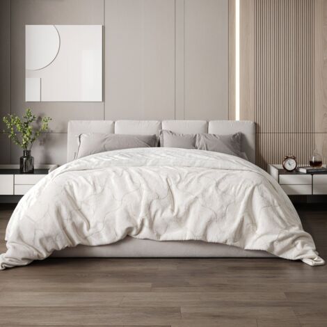 The White Stone Coperta in Fibra di Carbonio - Coperta Morbida per Divano - Coperta Antistress Double Face - Coperta Vellutata per Letto Matrimoniale 215 x 240 cm