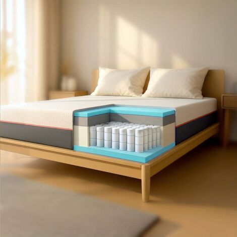 Matelas Memory Foam 140x190, hauteur 21 cm - Housse amovible, revêtement Aloe Vera | Deluxe | Leroy Merlin
