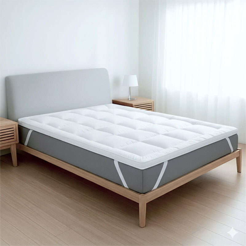 The White Stone Surmatelas 160x200 cm en ouate de 800 g - Protège-matelas rembourré en billes de ouate avec revêtement en microfibre respirante