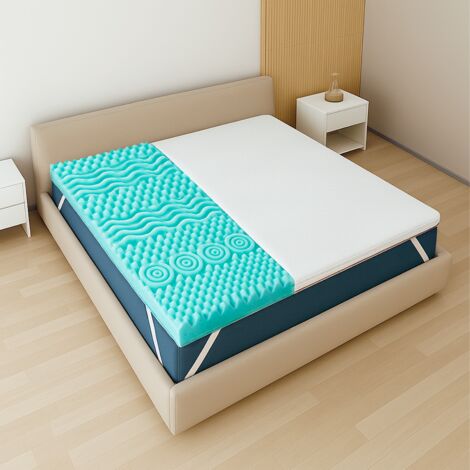The White Stone Topper 140 x 200 in Memory Foam a 9 Zone Differenziate Alto 5 cm Tessuto Pure Anallergico e Sfoderabile Correttore Materasso Prodotto in Italia