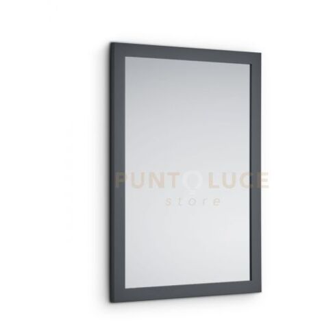THEA SPECCHIO DA PARETE CON CORNICE LISCIA CON GANCI X INSTALLAZIONE ORIZZONTALE E VERTICALE 48X68CM ANTRACITE
