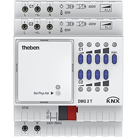 Theben DMG 2 T KNX 2-fach Universal Dimmaktor,Grundmodul der MIX2 Serie,2 Kanäle