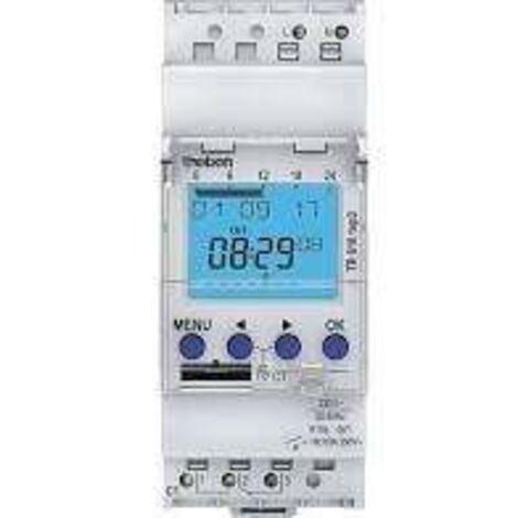 Theben – Horloge programmable digitale 2 canaux – Tension 230V CA – Puissance 16A – Mode de montage rail DIN – Programmation hebdomadaire