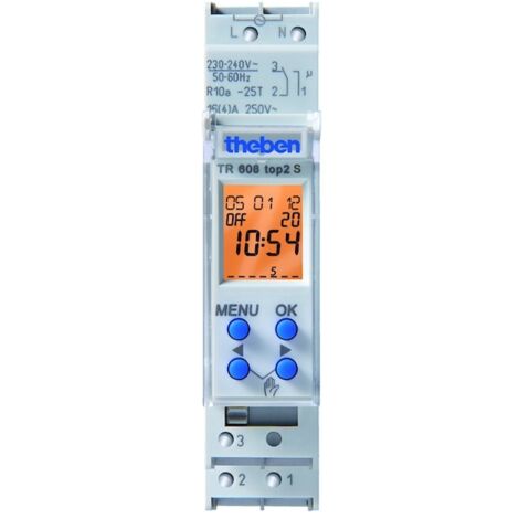 Theben – Interrupteur horaire programmable digital – 230V – Rail DIN – Programmation hebdomadaire – Interface carte mémoire OBELISK top2