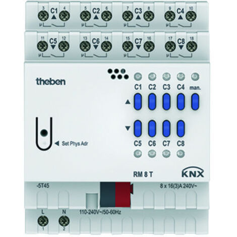Theben KNX Schalt Jalousieaktor noir 8 canaux 4 stores