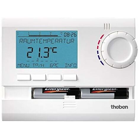 Theben RAMSES 811 top2 digitales Uhrenthermostat mit Tages-, Wochen- und Ferienprogramm (8110132) Batterieversion
