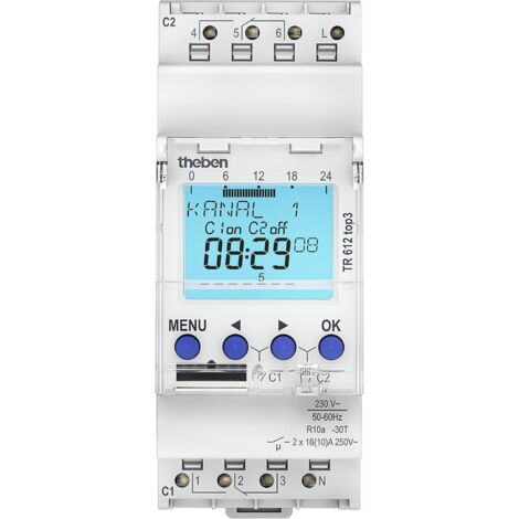 Theben TR 612 top3 - digitale 2-Kanal Zeitschaltuhr mit App-Programmierung, LED