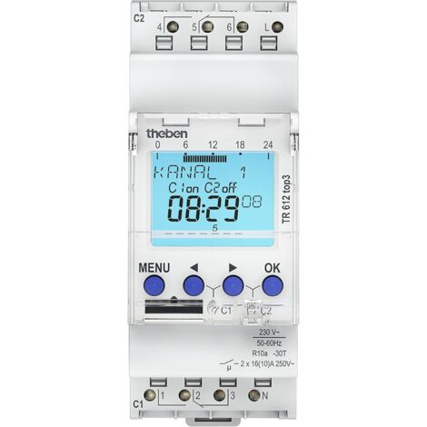 Theben TR 612 top3 - digitale 2-Kanal Zeitschaltuhr mit App-Programmierung, LED