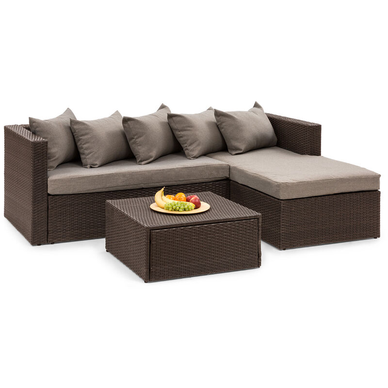 Blumfeldt - Theia Lounge Salon de jardin complet polyrotin marron
