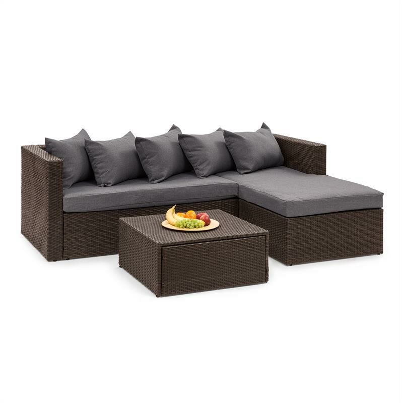Blumfeldt - Theia Lounge Salon de jardin complet polyrotin marron & gris foncé