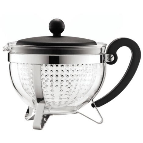 Théiere - Bodum - Chambord - 1 L - Verre - Acier inoxydable - Gris