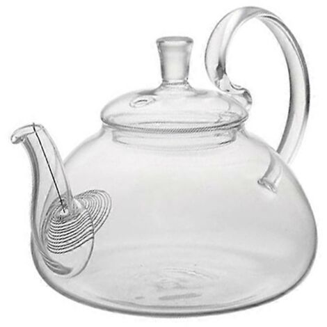 Théière/cafetière en verre à motif floral avec poignée haute et filtre intégré -