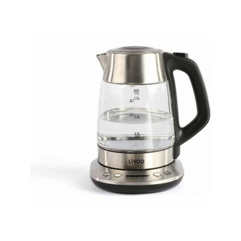 Theiere Electrique Bouilloire électrique sans fil LIVOO DOD165 - Gris - Température réglable - Infuseur a thé amovible