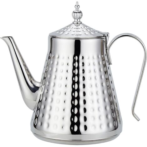 Théière en acier inoxydable 1650ml avec infuseur amovible,Théière vintage,argent