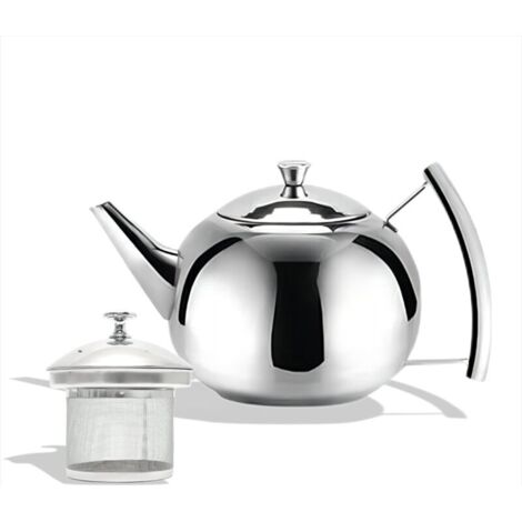 Théière en acier inoxydable avec filtre à thé, cafetière/bouilloire avec couvercle et poignée, idéale pour le thé bio en vrac, les fruits, les herbes et les infusions, théière de 2 litres avec filtre
