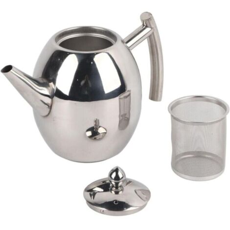 Théière en acier inoxydable avec infuseur. théière de 1 litre/1.5 litre. théière en argent fine avec filtre pour maison. hôtel. restaurant. thé en vrac(1L)