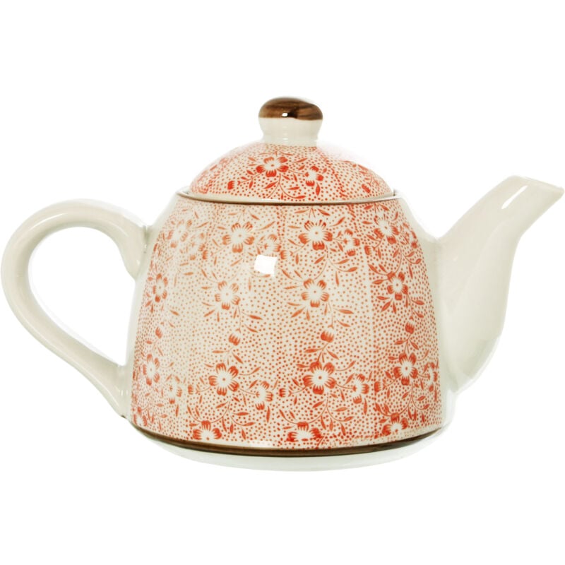 Théière en céramique à petites fleurs avec infuseur en acier