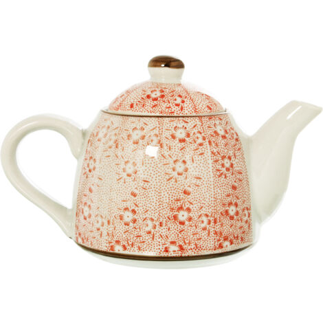 Théière en céramique à petites fleurs avec infuseur en acier