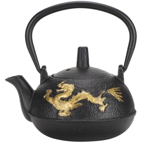 Théière en Fer 0.3L avec Filtre, Motif Dragon Doré, Style Japonais Décoratif pour Bureau