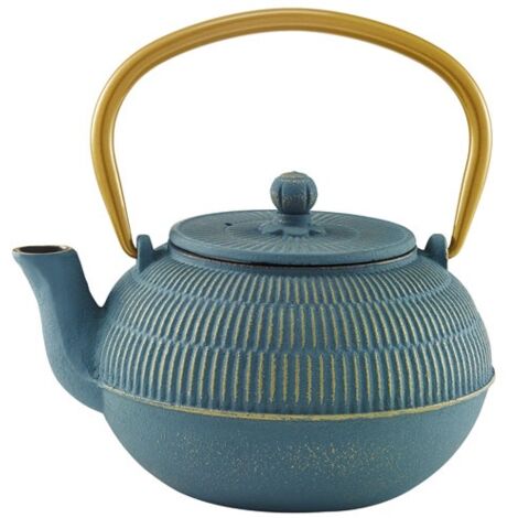 Théière en fonte 0,9 L bleu – Compatible induction – Filtre amovible pour infusion optimale – Design traditionnel élégant