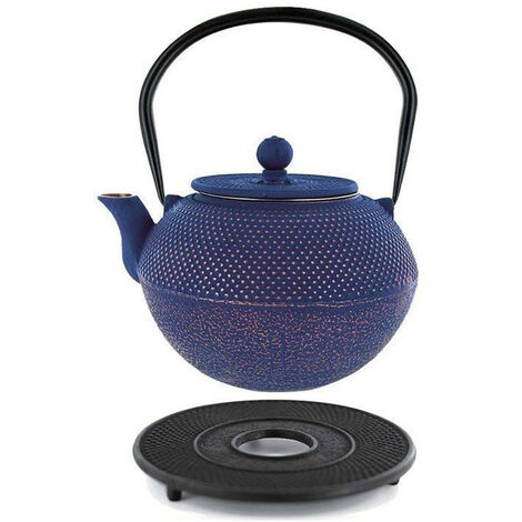 Théière en fonte chinoise Song 1,2 litre & sous théière noire.