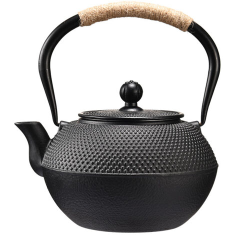 Théière en fonte de 1200 ml pour la cuisine, résistante – Noire