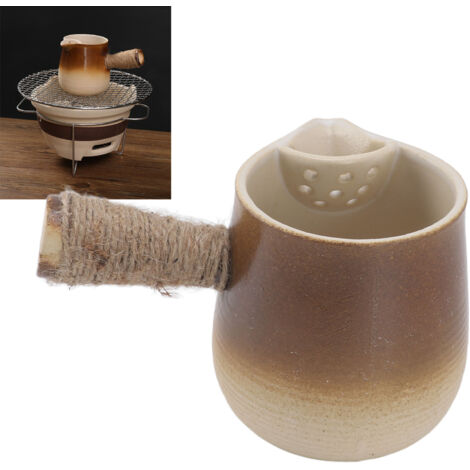 Théière en Poterie Chinoise Vintage à Cuisson Unique Capacité de 455g 17x10cm pour Camping