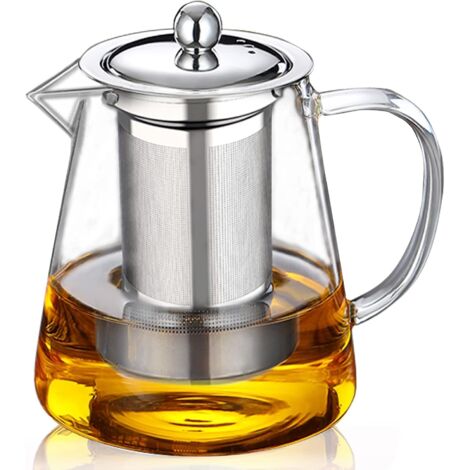 Théière en verre (750ml) BOWD amovible avec passoire à thé en acier inoxydable résistant à la chaleur, pour thé, café, eau