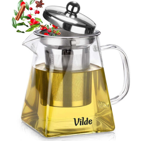 Théière en verre avec infuseur, 490 ml, résistante à la chaleur