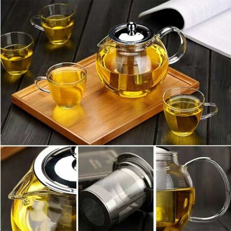 Théière en verre avec infuseur amovible, bouilloire sre, théière en fleurs et en vrac