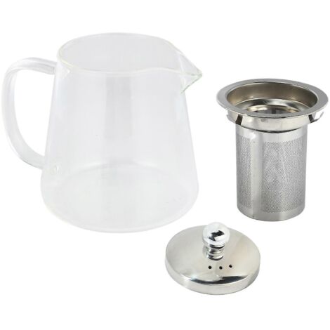 Théière en verre borosilicate transparent, 5 tailles, ensemble en acier inoxydable 304, 380 ml