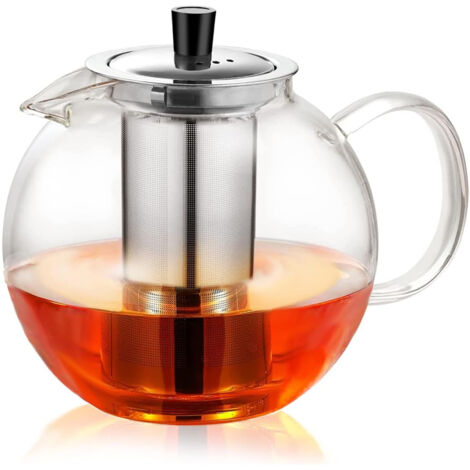 Théière en verre épais en forme de pomme, avec filtre intégré. Fabriquée en verre résistant à la chaleur de haute qualité, cette théière élégante et pratique convient aux boissons chaudes et froides.