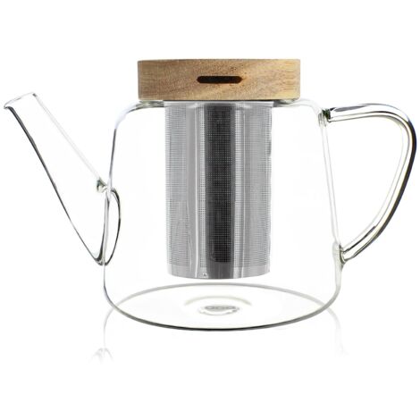 Théière en verre et couvercle en bois 680ml, GUSTAVE