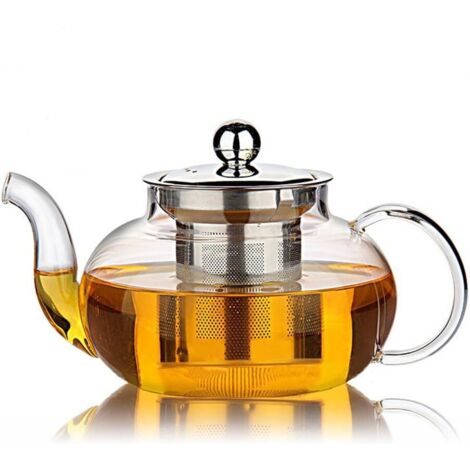 Théière en verre Hiware avec couvercle et infuseur amovibles en acier inoxydable, théière de 33 onces sans danger pour la floraison et les feuilles mobiles